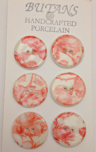 White / Red rose / Porcelain (card of 6)