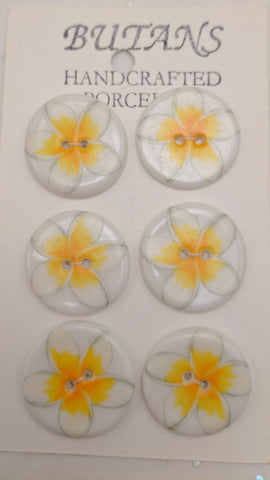 White / Frangipani (yellow) / Porcelain (card of 6)