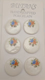 White / Blue and Red Flowers / Porcelain (card of 6)