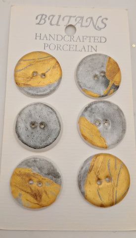 White / Gold and Grey / Porcelain (card of 6)