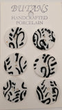 White / Black Swirls Textured / Porcelain (card of 6)