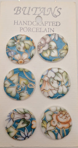 White / Flowers (teal / orange) / Porcelain (card of 6)