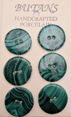 White / Green Swirls / Porcelain (card of 6)