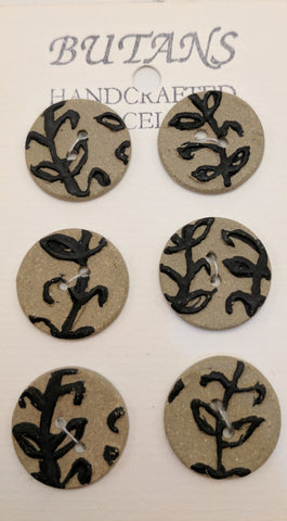 Brown / Black Stems Textured / Porcelain (card of 6)