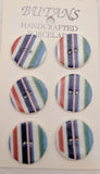 White / Stripes #1 (blue / green / red) / Porcelain (card of 6)