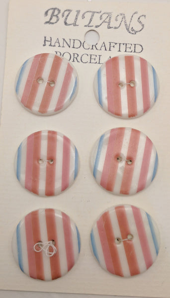 White / Stripes #4 (purple / pink / blue) / Porcelain (card of 6)