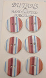 White / Stripes #3 (purple / pink / blue) / Porcelain (card of 6)