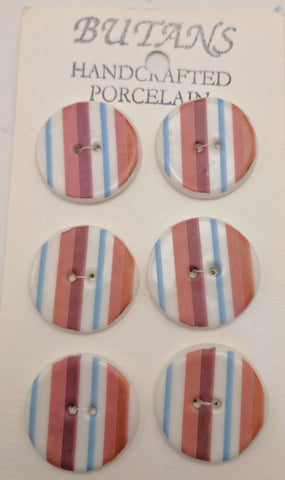 White / Stripes #3 (purple / pink / blue) / Porcelain (card of 6)
