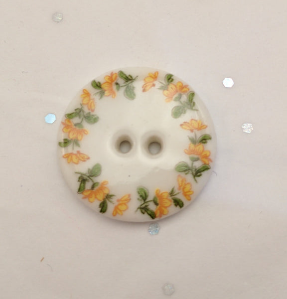 White / Flowers (Yellow Rim) / Porcelain