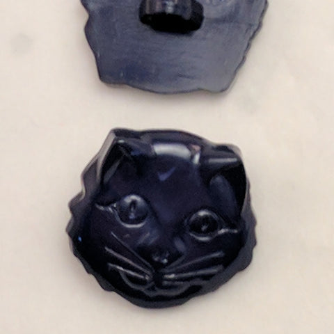 Cat Face / Navy Blue / Plastic Shank