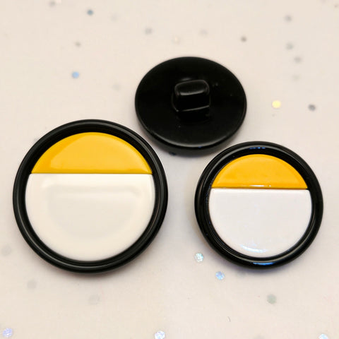 White & Yellow / Black Border / Art Deco Style / Shank