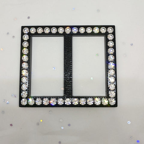 Rectangle Black & Diamante Buckle (48mm x 55mm)