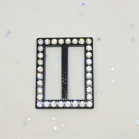 Rectangle Black & Diamante Buckle (33mm x 27mm)