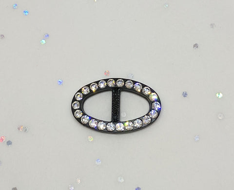 Oval Black & Diamante Buckle (25mm x 15mm)