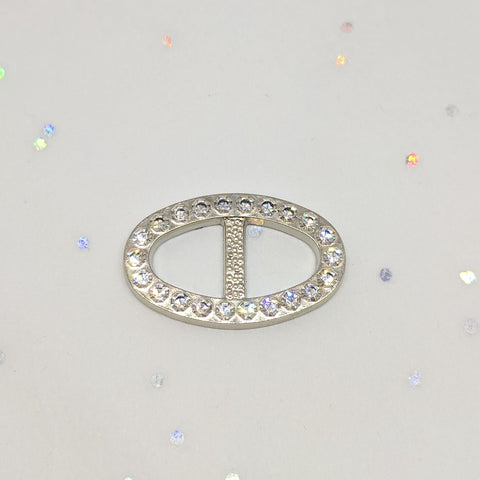 Oval Silver & Diamante Buckle (25mm x 15mm)