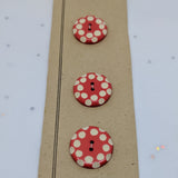 Red White Polka Dot / Vintage Casein / 2 Hole