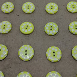 Yellow (Lime Green) White Polka Dot / Vintage Casein / 2 Hole