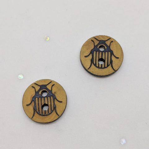 Wooden with Black Beetle / 2 Hole