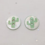 White with Green Cactus / Shell / 2 Hole