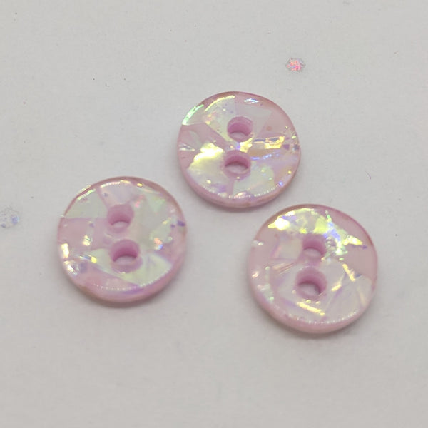 Pink Sparkly / Polyester / 2 Hole
