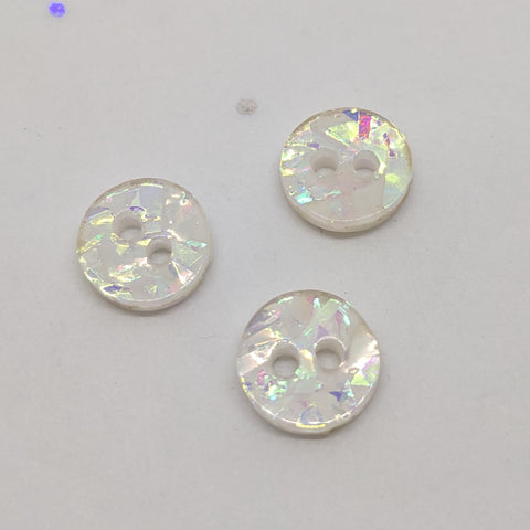 White Sparkly / Polyester / 2 Hole