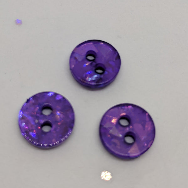 Purple Sparkly / Polyester / 2 Hole