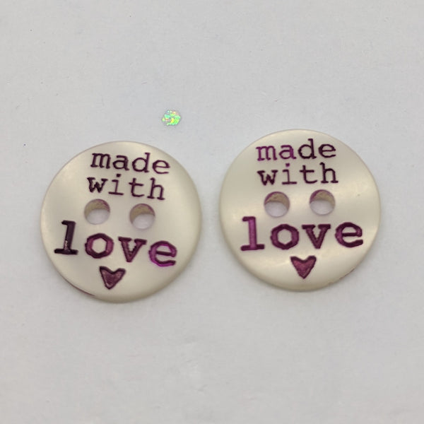 White 'Made With Love' / Polyester / 2 Hole
