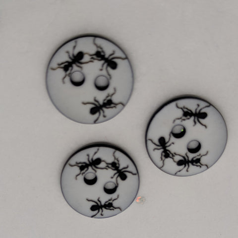 White with Black Ants / Polyester / 2 Hole