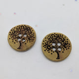 Wooden Buttons with Tree / 4 Hole