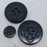 Black Pea Coat Buttons / 4 Hole