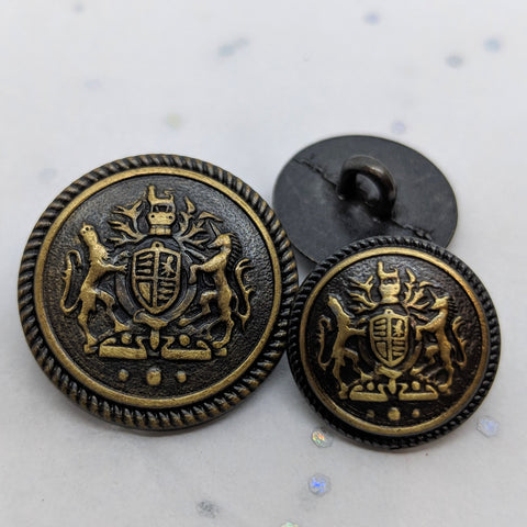 Crest Blazer Button rope edge / Antique Brass /  Shank