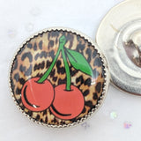 Cherries / Leopard Print Background / Acrylic Dome