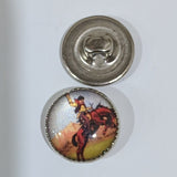 Cowboy / Chestnut Horse / Landscape Background / Acrylic Dome