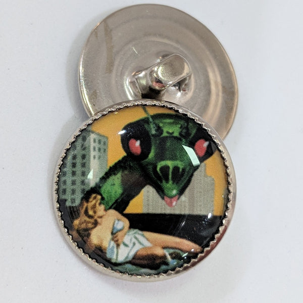 Vintage Sci-fi Space / Giant Insect and Woman / Acrylic Dome