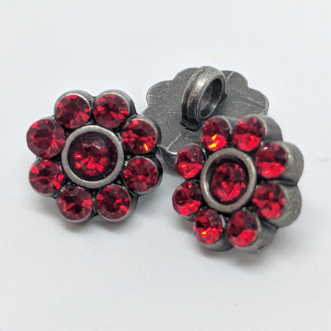 Red / Diamante Flower / Shiny