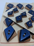 Vintage Wooden / Blue Casein / 2 Hole