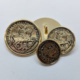 St George Blazer Button / Antique Gold