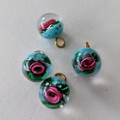 Glass Ball / Pink Rose / Shank