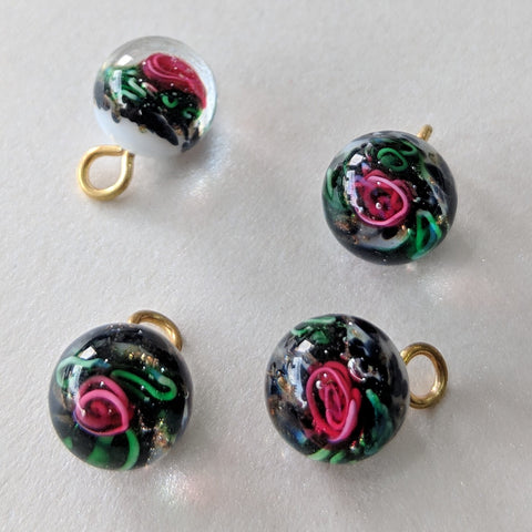 Glass Ball / Pink Rose / Shank