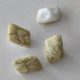 White Glass with Pale Green tone / Rectangle / Vintage Shank Buttons