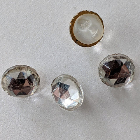 Domed Glass Diamante with glass Shank / Vintage Buttons