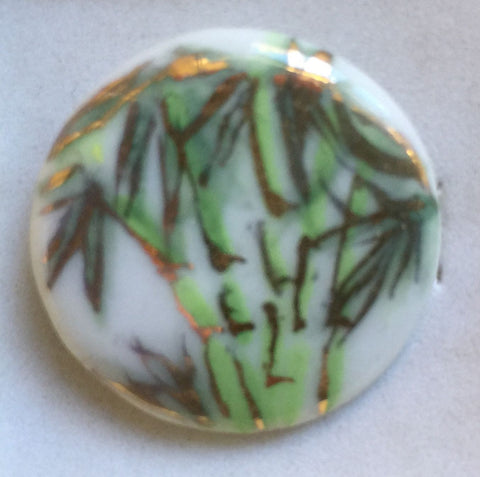 Button Green / Bamboo 3 stem / Shiny