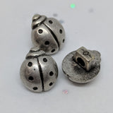 Antique Silver Lady Bug / ABS Metal Coated / Shank