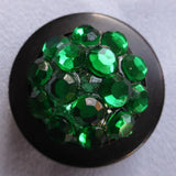Button Green  / Domed & Faceted / Shiny
