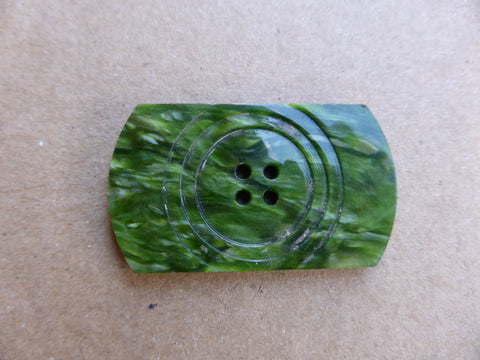 Olive Green / Marbled Oblong / Button / Shiney