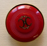 Button Red (Gold) / Two C Design / Shiny
