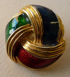 Made in Spain Red (Blue/ Green) (Gold) /Three  Swirl Colours / Shiny Button