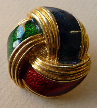Made in Spain Red (Blue/ Green) (Gold) /Three  Swirl Colours / Shiny Button