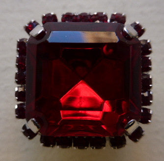 Button Red / Diamantes  / Shiny / Czech