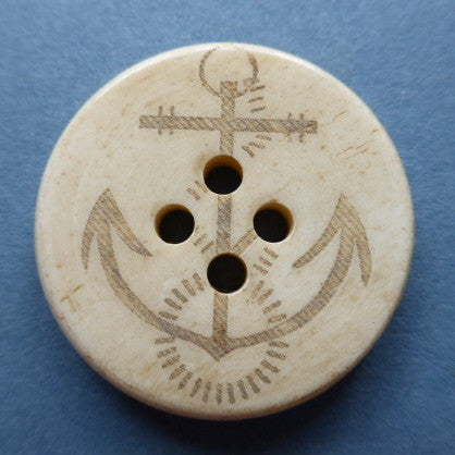 Button White / Navy Anchor / Matte